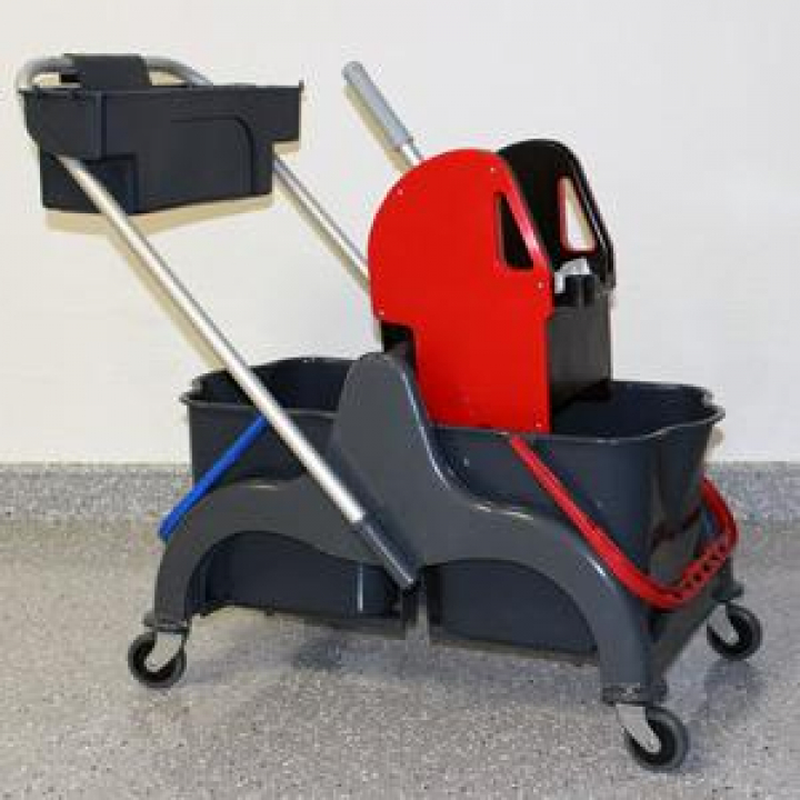 Carro de limpeza com 2 baldes de 22Lt com cesto com prensa Ref. 800ECO-C