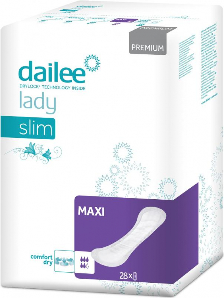 Embalagem com 28 pensos de incontinência feminina severa Dailee Lady  Premium Slim Maxi :: Servisfarma