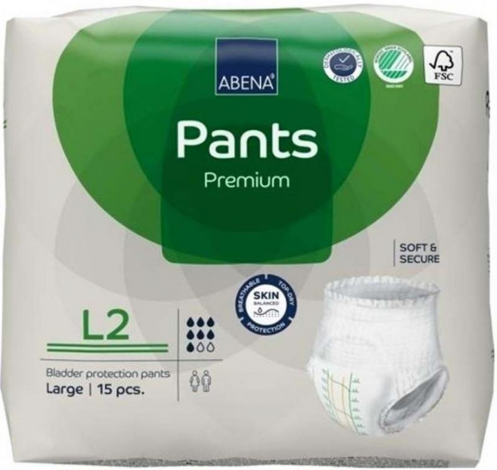 Embalagem com 15 cuecas fralda descartáveis para incontinência adulta Abena Pants M2