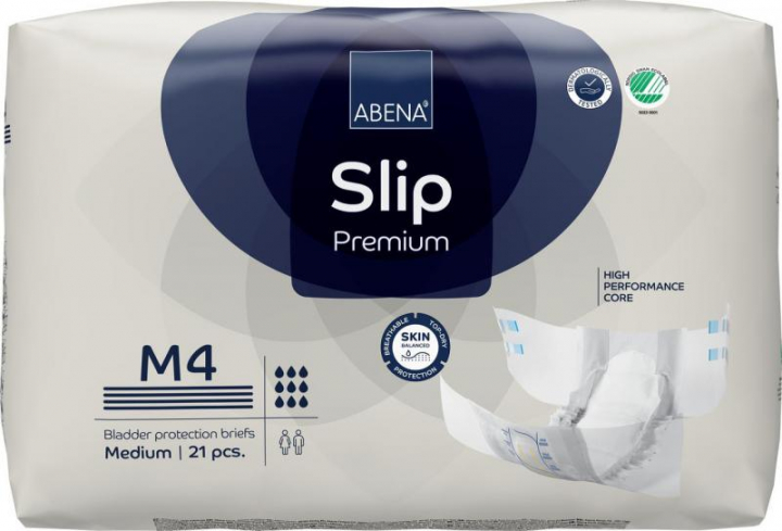 Embalagem com 21 fraldas descartáveis respiráveis para incontinência adulta extremamente severa Abena Slip Premium M4