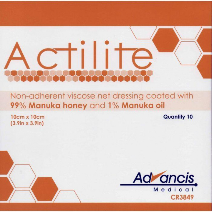 Penso esterilizado viscose antibacteriano não aderente impregnado com mel e óleo de Manuka Actilite 10x10cm