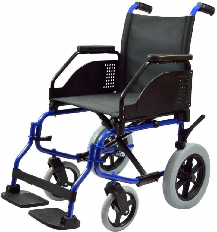 Cadeira de rodas de liga leve de tracção manual com apoios de braços rebatíveis e de pés destacáveis, com rodas de trânsito e capacidade para 125kg Latina Compact