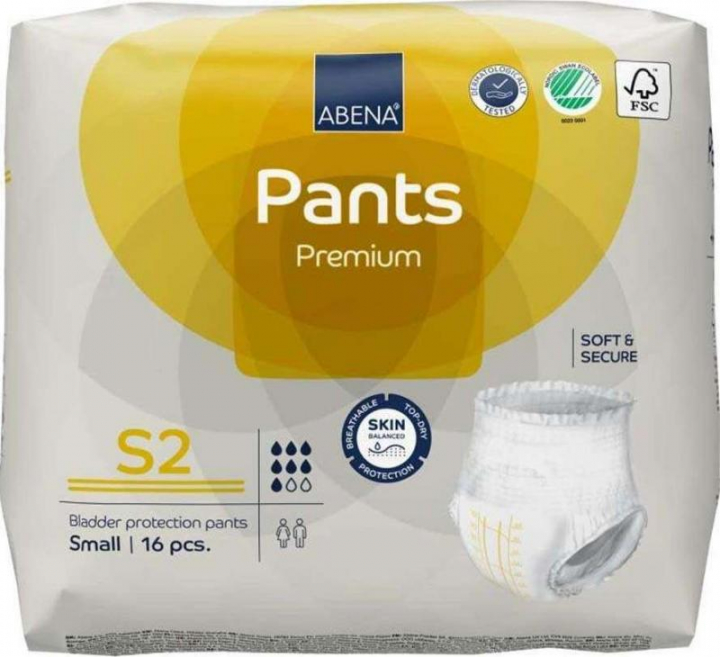 Embalagem com 16 cuecas fralda descartáveis para incontinência adulta Abena Pants S2