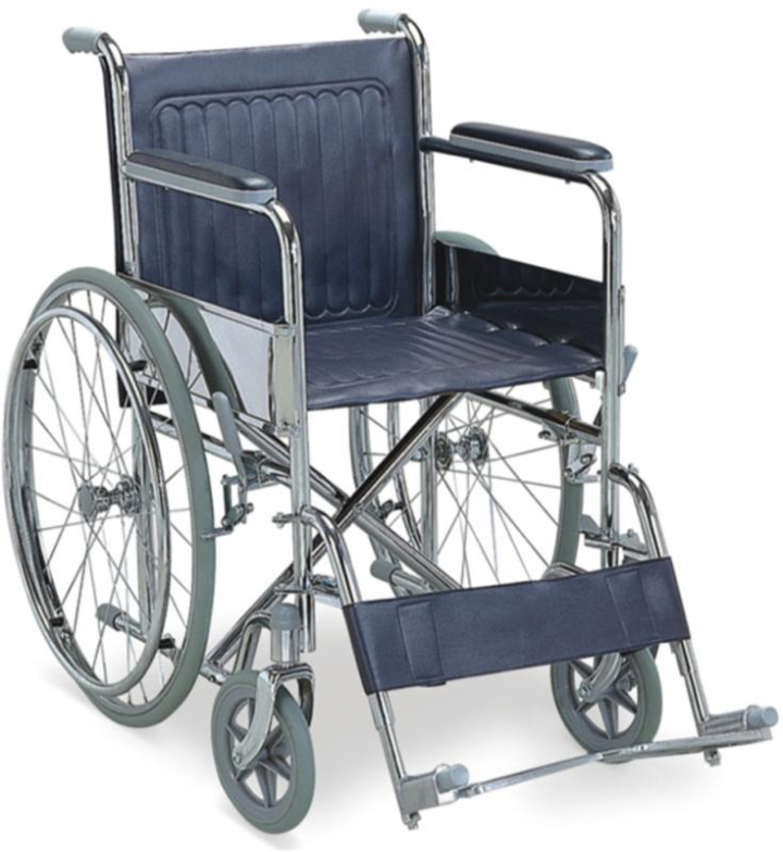 Cadeira de rodas manual com apoios de braços fixos e apoios de pés destacáveis com roda grande maciças 9911
