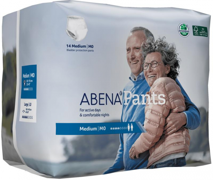 Embalagem com 14 cuecas fralda descartáveis para incontinência adulta moderada Abena Pants M0
