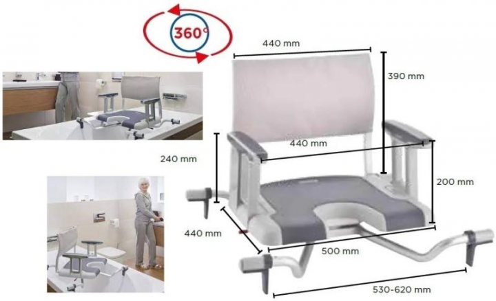 Cadeira de banho giratória para facilitar o acesso à banheira a pessoas de mobilidade reduzida Aquatec Sorrento