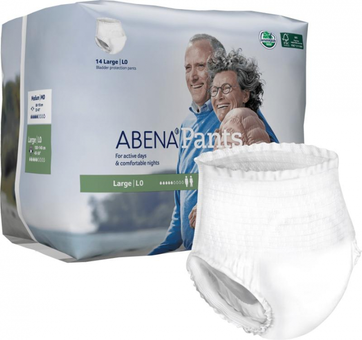 Embalagem com 14 cuecas fralda descartáveis para incontinência adulta moderada Abena Pants L0