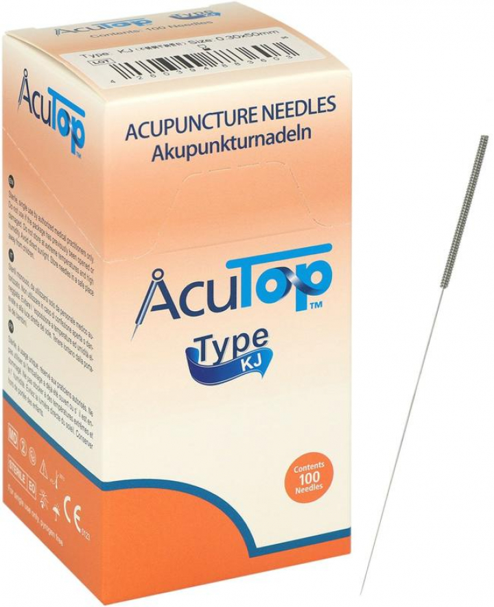 Embalagem com 100 agulhas de acupunctura com guia descartáveis e esterilizadas 0,30x50mm