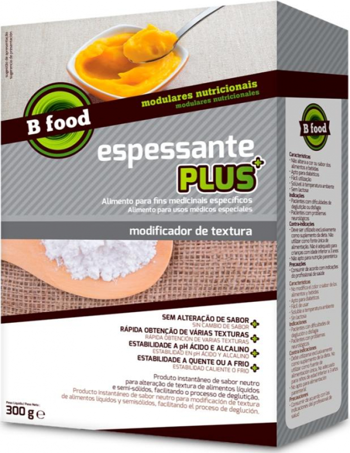 Espessante instantâneo de sabor neutro para a alteração da textura e consistência dos alimentos líquidos ou semi-sólidos Espessante Plus Bliss 300gr