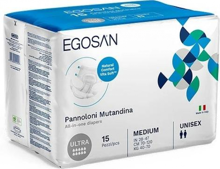 Embalagem com 15 fraldas de incontinência adulta com capacidade máxima Vitasoft Natural Comfort Ultra M