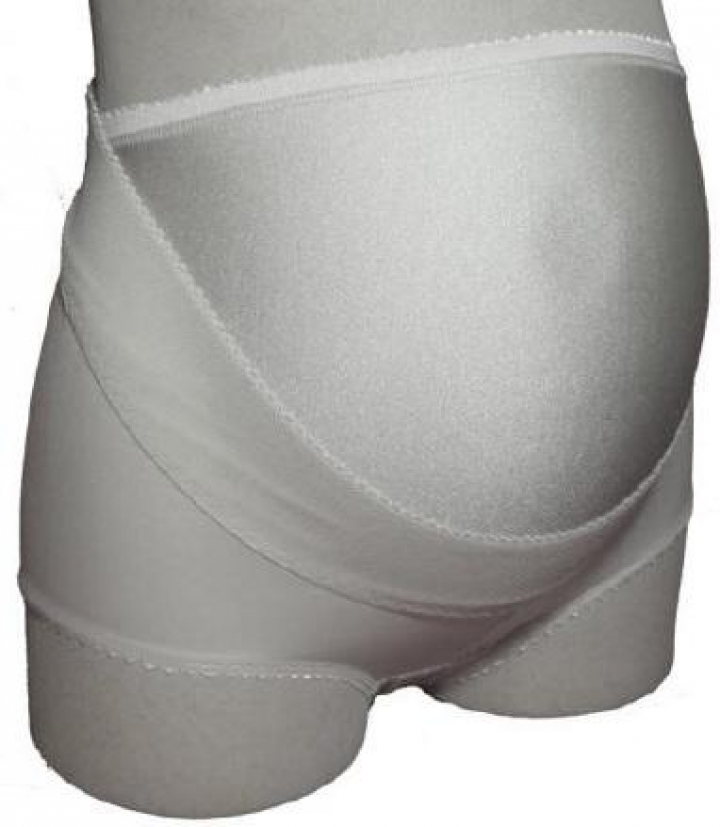 Cinta tipo cueca de apoio lombar para gravidez com faixa elástica e bolsa tipo canguru Ref 1166