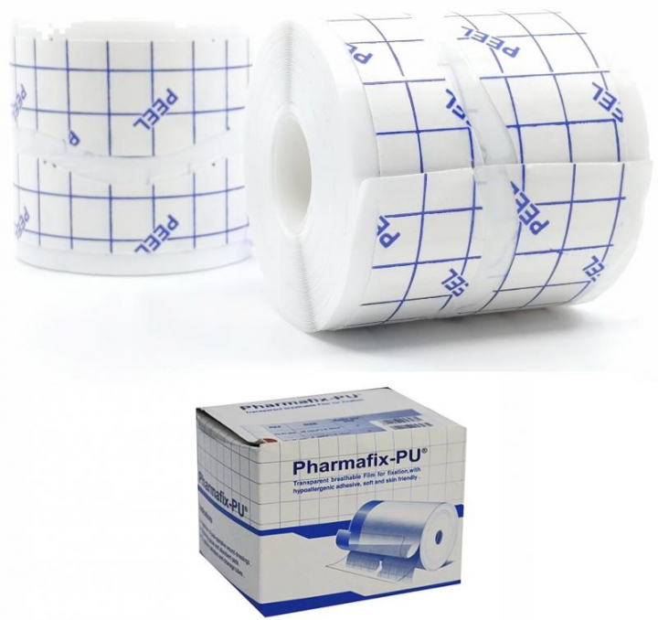 Rolo de filme adesivo transparente impermeável e transpirável Pharmafix PU 10cm x 10mt