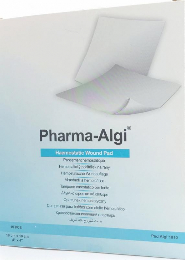 Penso tipo compressa de alginato de cálcio hemostática para absorção do exsudado e cicatrização de feridas Pharma-Algi 10x10cm