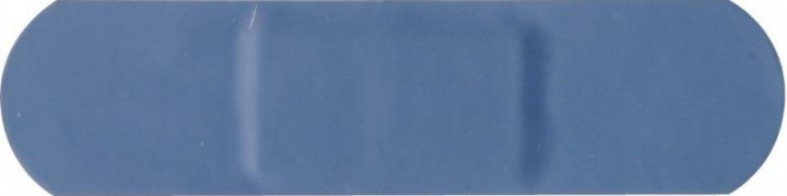 Embalagem com 100 pensos rápidos detectáveis na cor azul com adesivo sintéctico e núcleo absorvente indicado para restauração 19x72mm