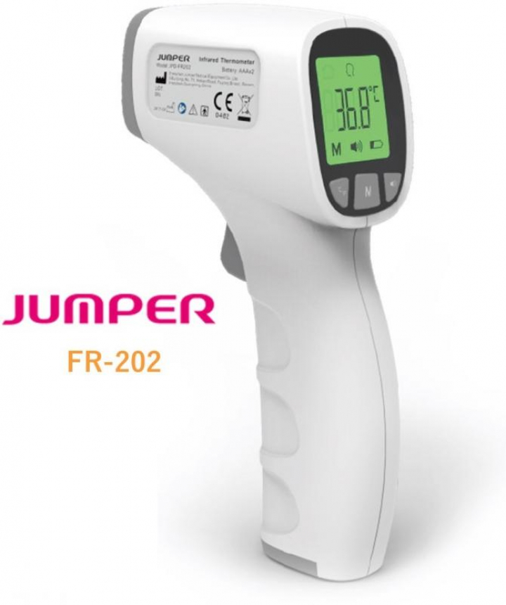 Termómetro digital de infravermelhos para testa tipo pistola sem contacto, de leitura corporal e ambiente rápida e prática Jumper JPD-FR202