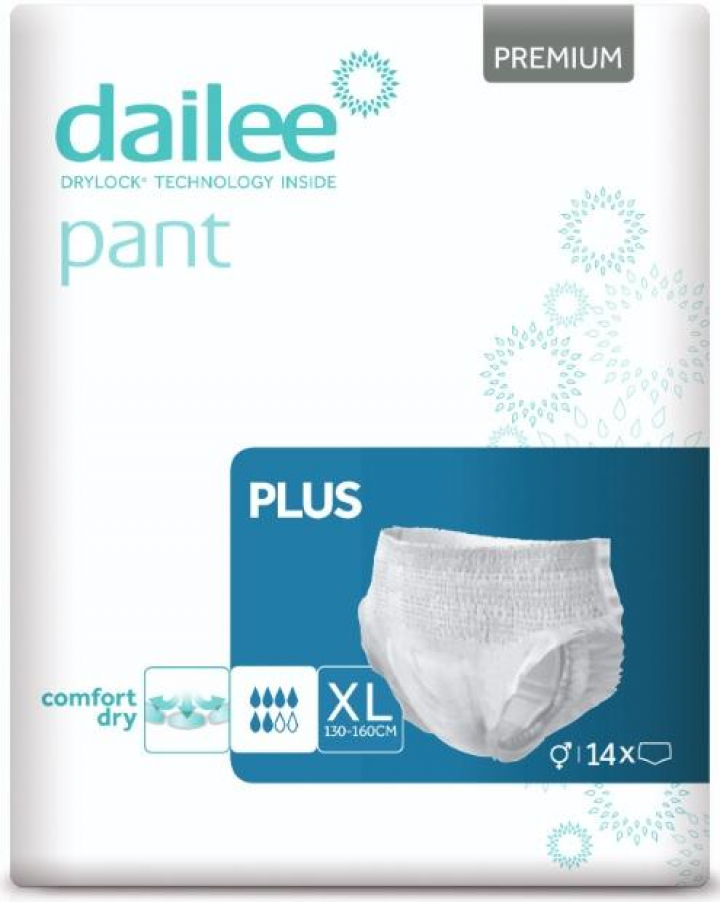 Embalagem com 14 cuecas fralda descartável para incontinência adulta Dailee Pant Premium Plus XL