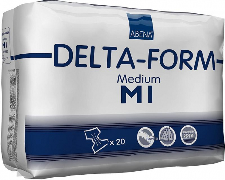 Embalagem com 20 fraldas descartáveis para incontinência adulta moderada Abena Delta-Form M1