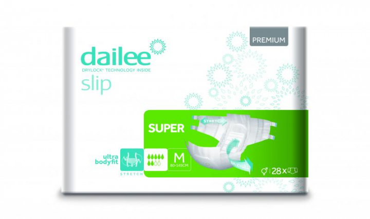 Embalagem com 28 fraldas descartáveis para incontinência adulta grave Dailee Slip Premium Super M