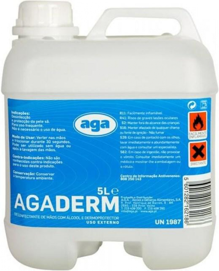 Desinfectante para mãos com álcool e dermoprotector Agaderm 5lt