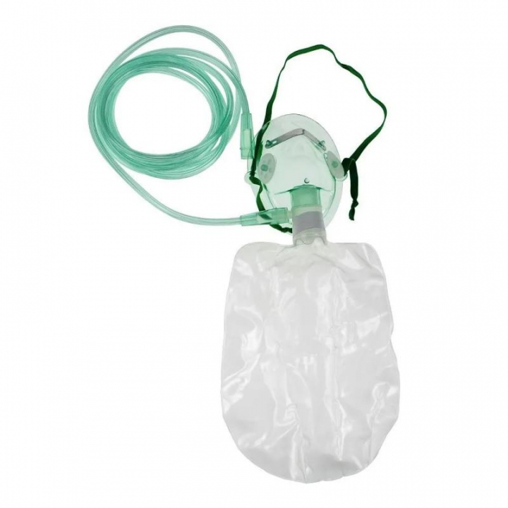 Máscara para administração de oxigénio de alta concentração de elevado débito com reservatório e tubo de 2,1mt para adulto