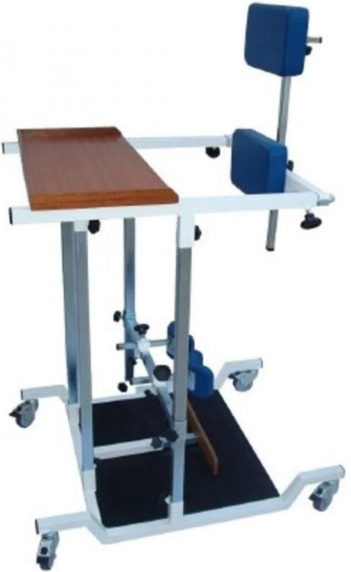Standing Frame para adulto tetraplégico com funções motoras limitadas a assumir posição bipede com mesa e sem rodas Stander