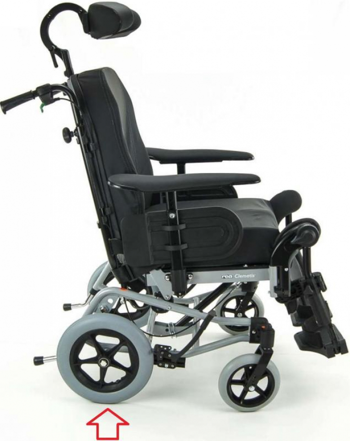 Roda traseira completa com pneu maciço e jante para cadeira de rodas Invacare Rea Clematis 12'''