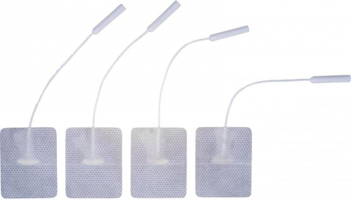 Embalagem com 4 electrodos autocolantes gelificados flexíveis sem latex com fio femea para electroterapia Tens 35x45mm PG470W
