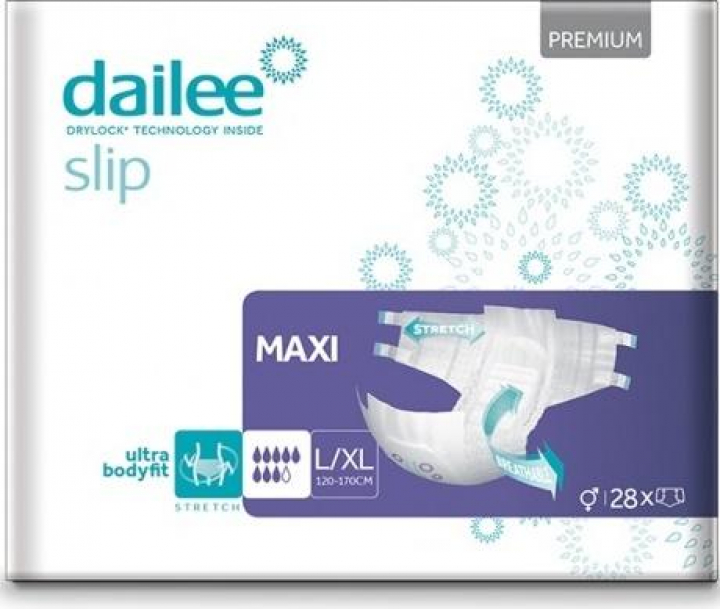 Embalagem com 28 fraldas descartáveis para incontinência adulta severa Dailee Slip Premium Maxi L/XL