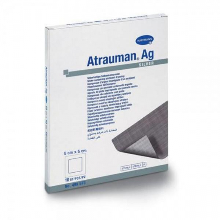 Penso apósito antibacteriano não aderente impregnado com prata hidrofóbica Atrauman Ag 5x5cm