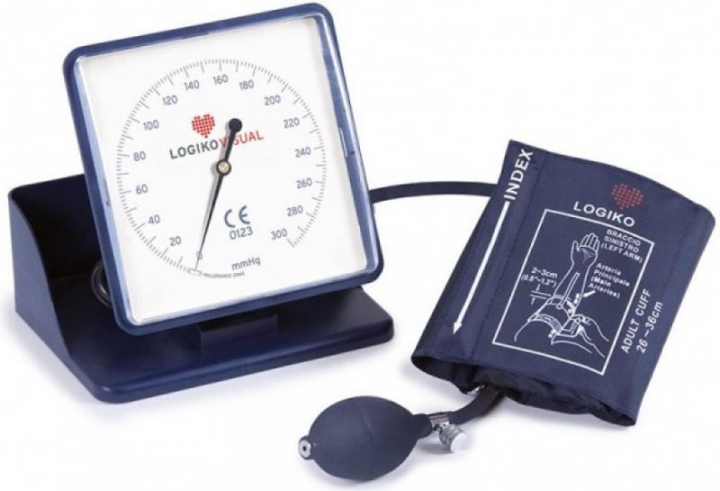 Esfigmomanómetro/aparelho de medir tensão arterial manual/aneroide de mesa com manómetro de grandes dimensões Logiko DM360