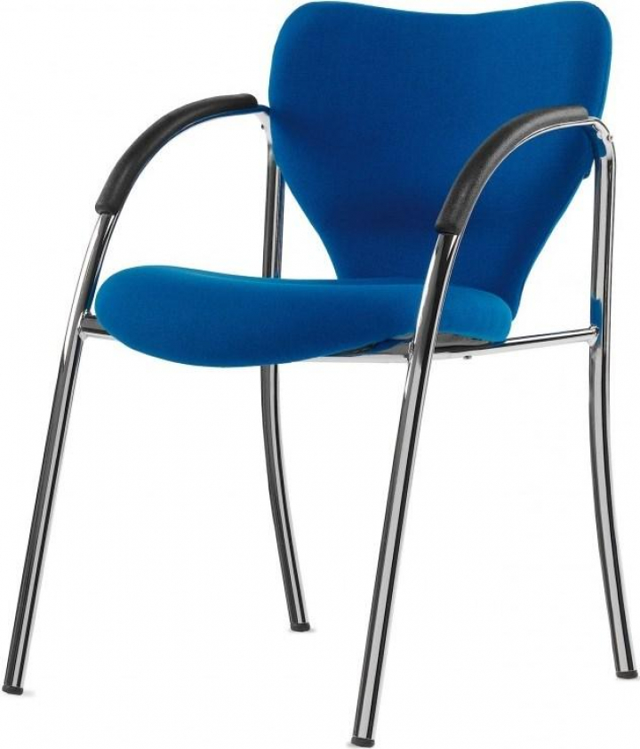 Cadeira de escritório fixa cromada com apoio de braços curvos estofada a napa Eros 198.2