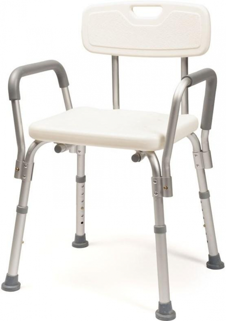 Cadeira de duche/banho com apoio de braços em alumínio e PVC regulável em altura Ref. A197/2196