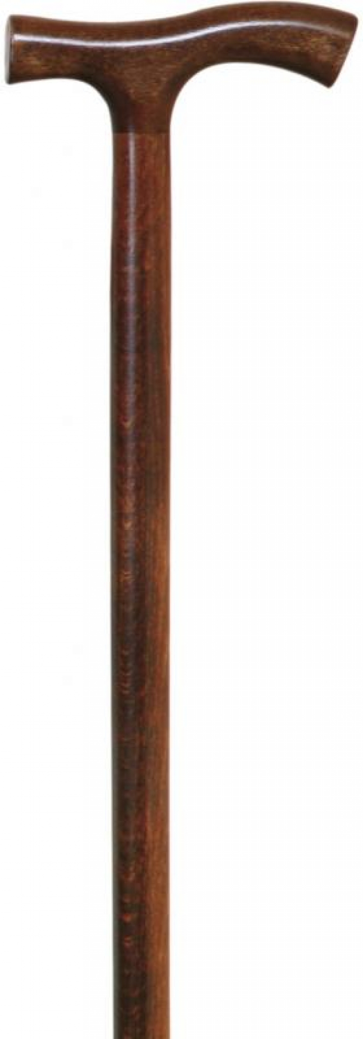 Bengala de madeira de cor castanha com punho em T sem anilha Ref.80