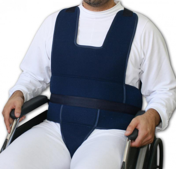Colete de segurança de imobilização com cinto pélvico completo almofadado para cadeira de rodas GT180013