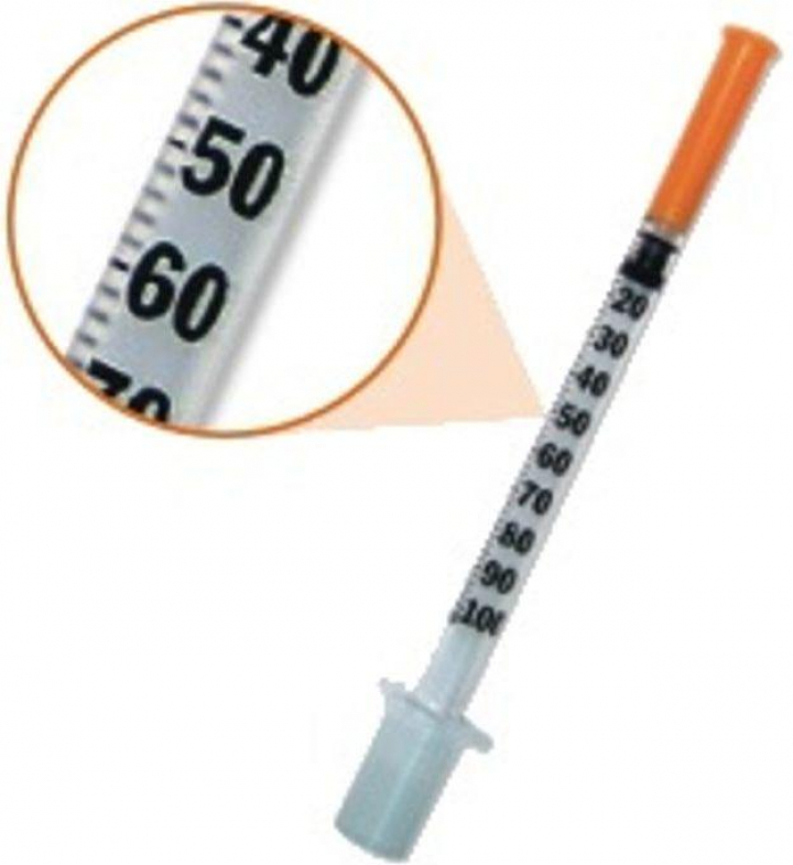 Seringa descartável esterilizada com agulha 29G 0,33x12,7mm para admnistração de insulina 1ml