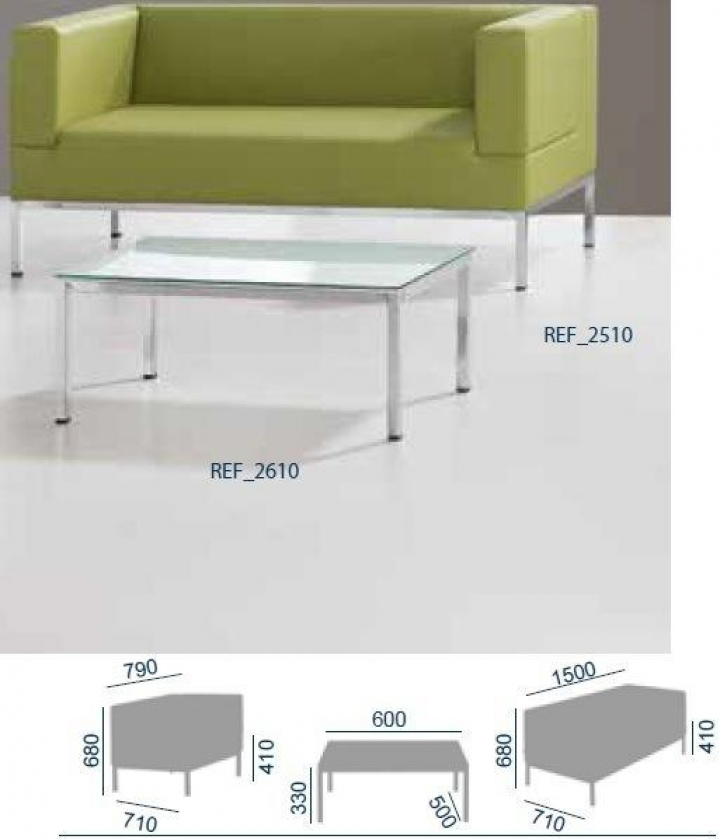 Mesa de centro de sala de estar rectangular com tampo em vidro Dim: 60x50x33cm Modlyne XII 2610