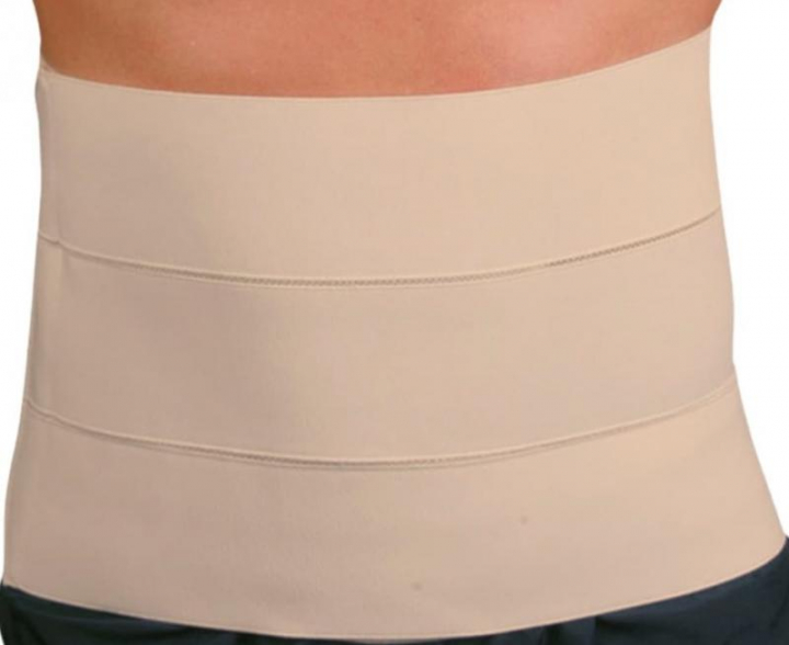Faixa/cinta elástica de contenção toraxica e abdominal em tecido elástico sem latex com 3 bandas para suporte e apoio lombar BE-245
