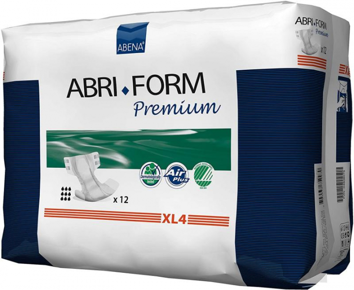 Embalagem com 12 fraldas descartáveis respiráveis para incontinência adulta extremamente severa Abena Abri-Form Premium XL4