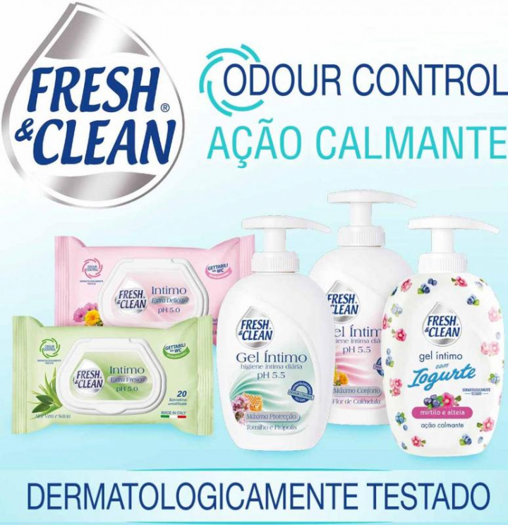 Gel íntimo antibacteriano natural com controlo de odores e doseador ph5.5 Fresh & Clean Tomilho e Própolis