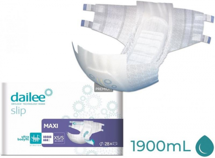 Embalagem com 28 fraldas descartáveis para incontinência adulta severa Dailee Slip Premium Maxi XS/S