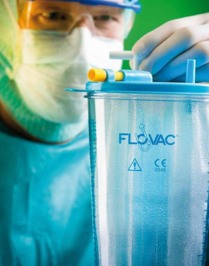 Frasco recipiente de fluidos reutilizável para aspirador de secreções Flovac 1Lt