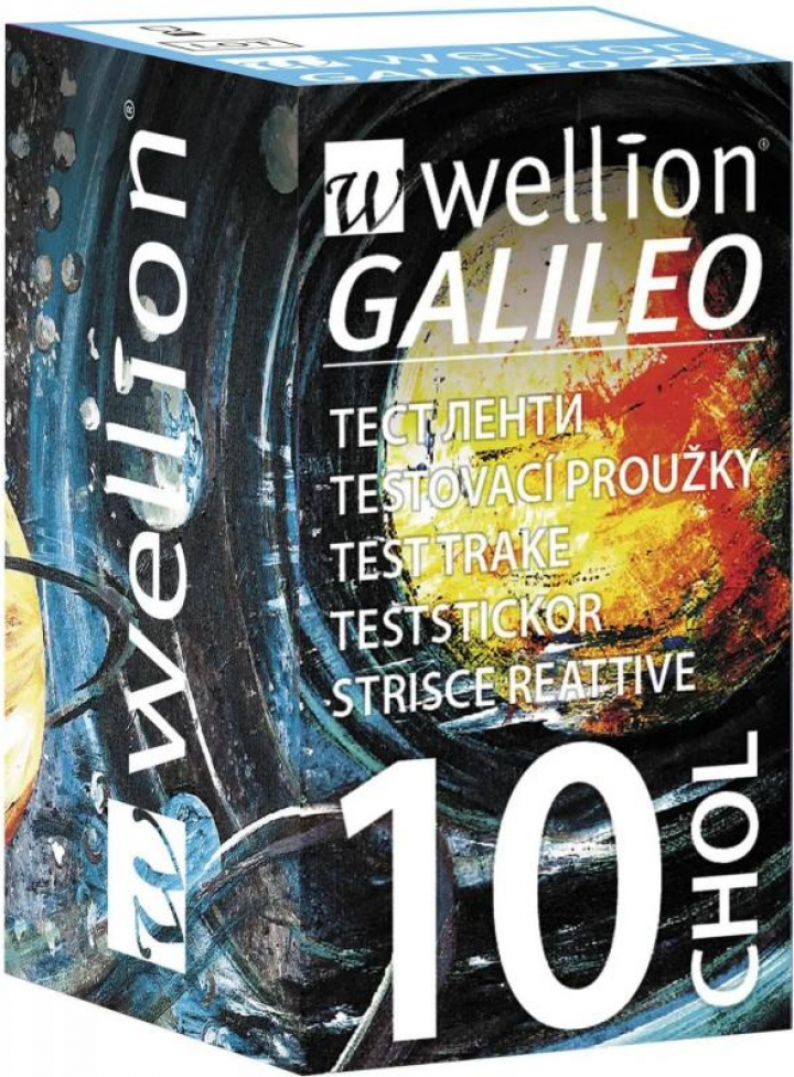 Embalagem com 10 tiras reactivas para diagnósctico de colesterol Wellion Galileo