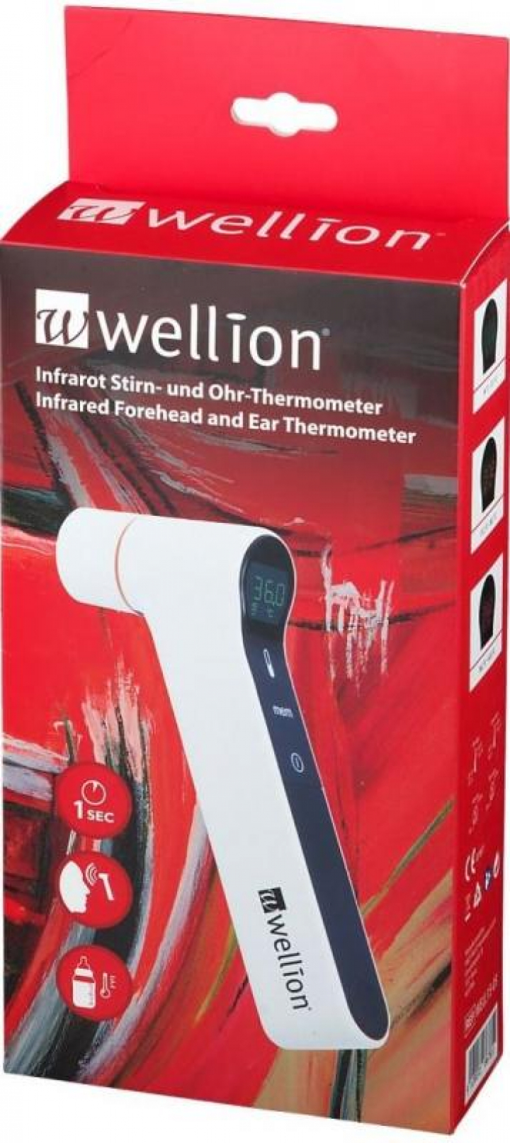 Termómetro infravermelhos de testa e ouvido sem contacto clinicamente testado Wellion