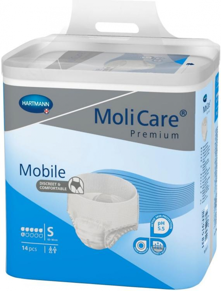 Embalagem com 14 cuecas fralda descartáveis para incontinência adulta moderada Molicare Premium Mobile Extra Plus S (cor azul)