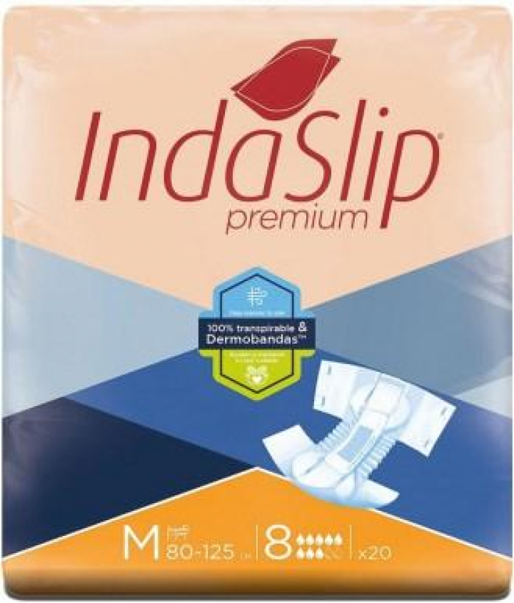 Embalagem com 20 fraldas descartáveis para incontinência adulta Indaslip Premium Air Soft M8