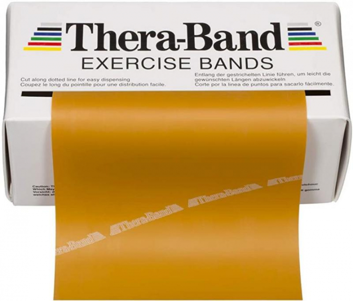 Banda elástica de exercício terapêutico em latex de alta qualidade de resistência máxima dourado Thera-band 5,5m