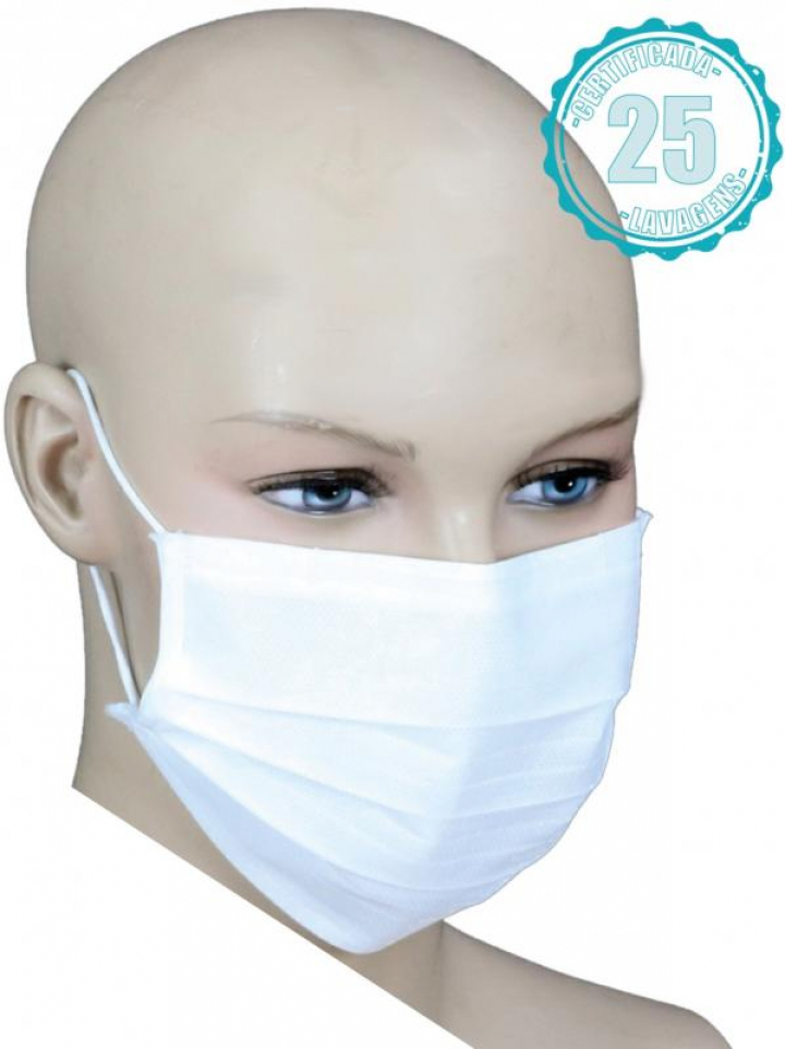 Máscara de protecção facial para adulto reutilizável com elásticos e clip nasal certificadas para 25 lavagens