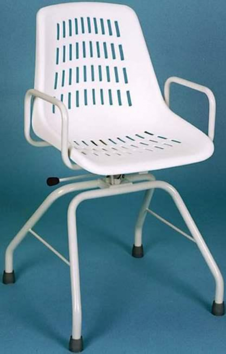 Cadeira de banho giratória para duche com apoio de braços, assento em pvc e ponteiras de borracha AD530I