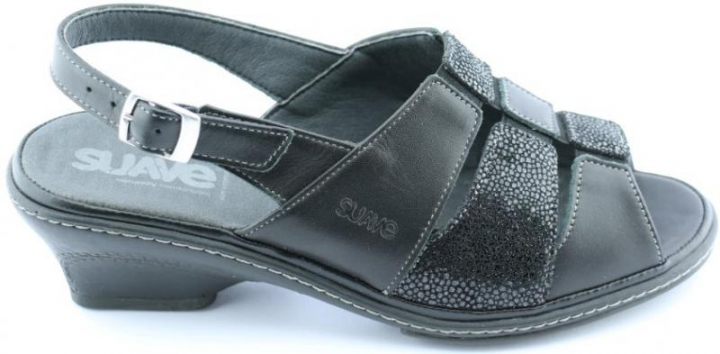 Sandálias de conforto de senhora com salto, fivela e elástico para peitos de pés volumosos Cancun 1515T